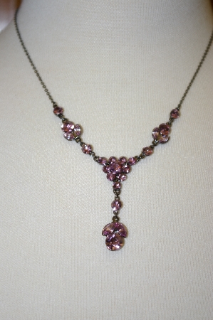 +MBA #18-459  Lavender Crystal Flower Drop Necklace