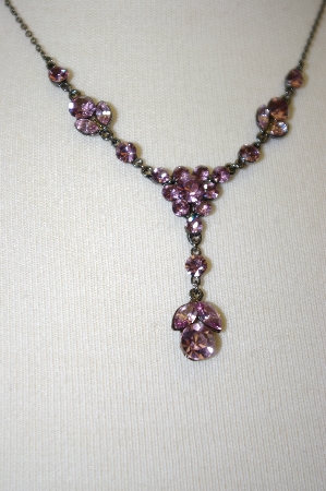 +MBA #18-459  Lavender Crystal Flower Drop Necklace