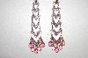 +MBA #18-428  Designer "LC" Silver Plated Pink Crystal Earrings