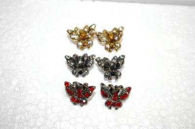 +MBA #18-419  Set Of 3 Crystal Butterfly Earrings