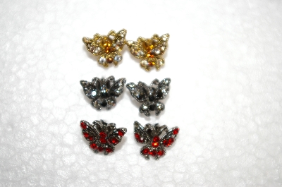 +MBA #18-419  Set Of 3 Crystal Butterfly Earrings