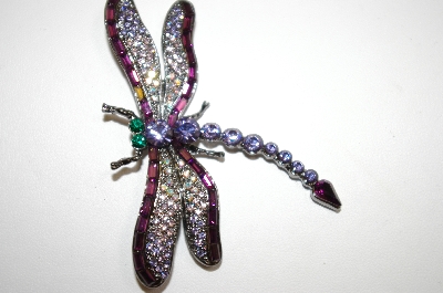 +MBA #18-449  Purple & Lavender Crystal Dragonfly Pin