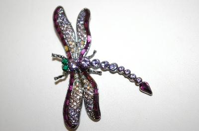 +MBA #18-449  Purple & Lavender Crystal Dragonfly Pin