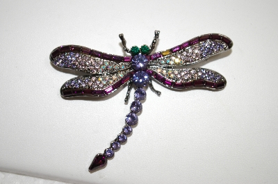 +MBA #18-449  Purple & Lavender Crystal Dragonfly Pin