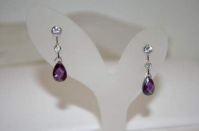 +MBA #18-432  Charles Winston Clear & Purple CZ Earrings