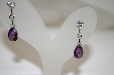 +MBA #18-432  Charles Winston Clear & Purple CZ Earrings