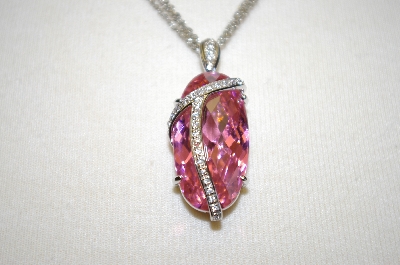 +MBA #18-394  Charles Winston Oval Cut Pink CZ Pendant
