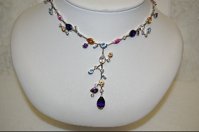 "SOLD"  Charles Winston Sterling Multi Colored CZ Sterling Necklace