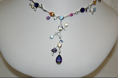 "SOLD"  Charles Winston Sterling Multi Colored CZ Sterling Necklace