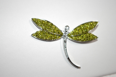 +MBA# 18-202  Green Crystal Dragonfly Pin