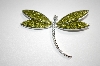+MBA# 18-202  Green Crystal Dragonfly Pin