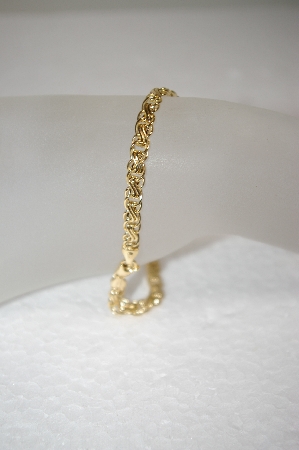 +MBA #18-121  10" 14k Yellow Gold Bold Byzantine Anckle Bracelet