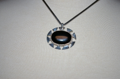 +MBA #18-215  Fancy Black Onyx Sterling Pendant