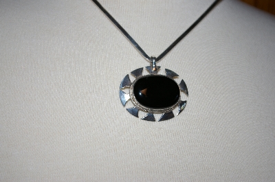 +MBA #18-215  Fancy Black Onyx Sterling Pendant