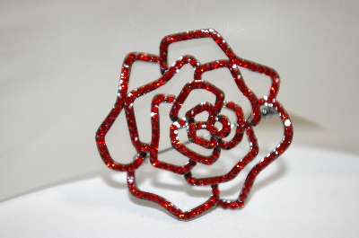 +MBA #18-384  Red Crystal Rose Pin