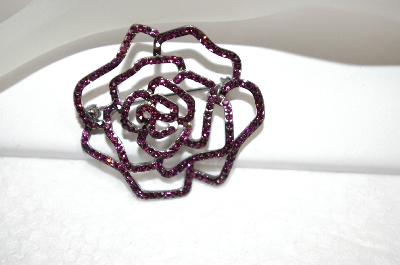 +MBA #18-358  Purple Crystal Rose Pin