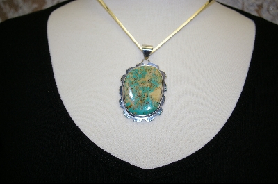 +MBA #GTP    " Green With Golden Martrix Turquoise Pendant