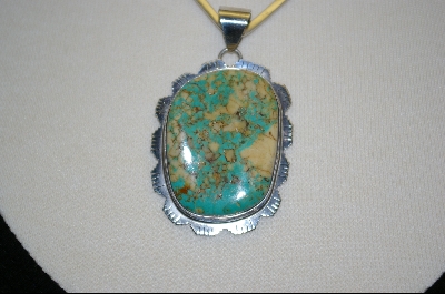 +MBA #GTP    " Green With Golden Martrix Turquoise Pendant