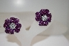 +MBA #18-309  Pair Of Clip On Purple Crystal Earrings