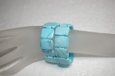 +MBA #18-044  Set Of 2 Blue Gemstone Stretch Bracelets