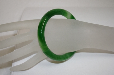 +MBA #18-281  Dark Green Mixed Glass Bangle Bracelet