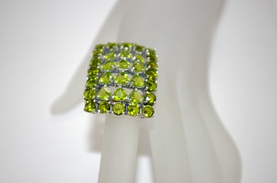 +MBA #18-351  Large Heart & Round Cut Peridot Sterling Ring