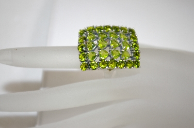 +MBA #18-351  Large Heart & Round Cut Peridot Sterling Ring