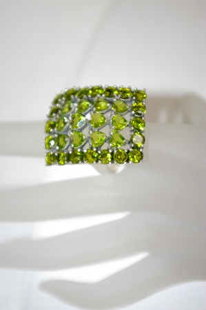 +MBA #18-351  Large Heart & Round Cut Peridot Sterling Ring