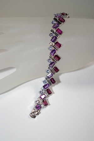 +MBA #18-185  Violet Garnet,Amethyst & Tanzanite Gemstone Bracelet