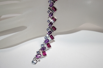 +MBA #18-185  Violet Garnet,Amethyst & Tanzanite Gemstone Bracelet