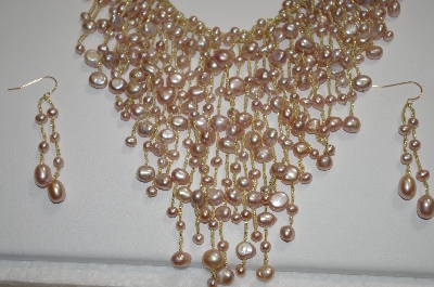 +MBA #20-692  14K 3 Piece Cultured Freshwater  Pink Pearl Set