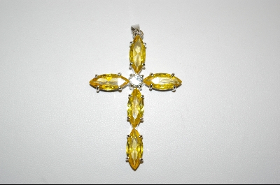 +MBA #YCZC  "Sterling Yellow CZ Cross Pendant