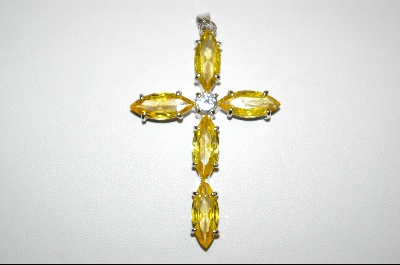 +MBA #YCZC  "Sterling Yellow CZ Cross Pendant