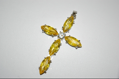+MBA #YCZC  "Sterling Yellow CZ Cross Pendant