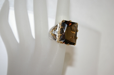 +MBA #18-315  Large Smokey Quartz & Sapphire Ring