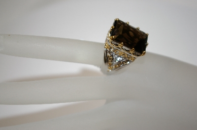 +MBA #18-315  Large Smokey Quartz & Sapphire Ring