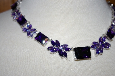 +MBA #18-227  Beautiful Purple & Lavender CZ Necklace & Earring Set