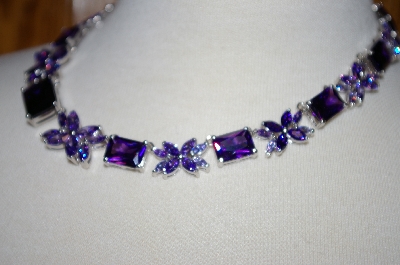+MBA #18-227  Beautiful Purple & Lavender CZ Necklace & Earring Set