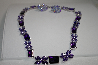 +MBA #18-227  Beautiful Purple & Lavender CZ Necklace & Earring Set