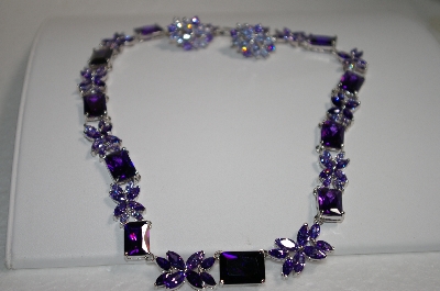 +MBA #18-227  Beautiful Purple & Lavender CZ Necklace & Earring Set