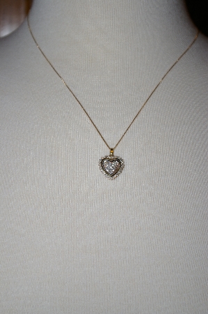 +MBA #18-199  10K Two-Tone Diamond Heart Pendant With Chain