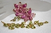 +MBA #18-156  Large 2 Piece Pink & Green Crystal Brooch