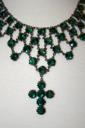 +MBA #18-339  "Harianna Green Austrian Crystal Cross Necklace