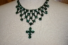 +MBA #18-339  "Harianna Green Austrian Crystal Cross Necklace