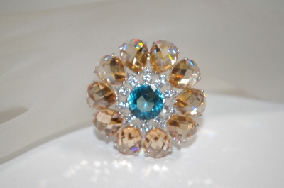 +MBA #18-268  Charles Winston Fancy Cut Champagne & CZ Brooch