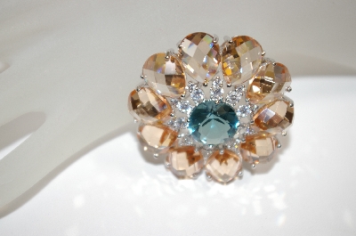 +MBA #18-268  Charles Winston Fancy Cut Champagne & CZ Brooch
