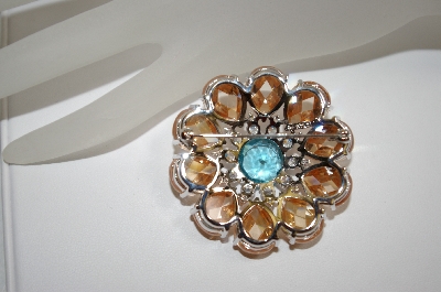 +MBA #18-268  Charles Winston Fancy Cut Champagne & CZ Brooch