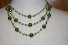 +MBA #19-281B  Majestic 3 Row Two Tone Green Simulated Pearl Necklace & Matching Earrings