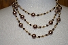 +MBA #19-291  Majestic 3 Row Two Tone Brown Simulated Pearl Necklace & Matching Earrings