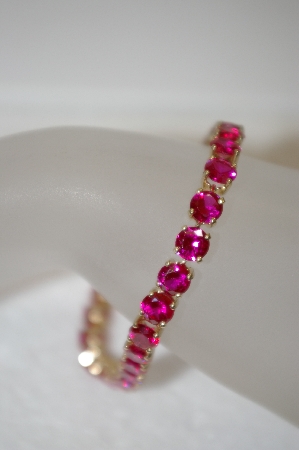 +MBA #19-040  7" 14K Lab Created Pink Sapphire Bracelet